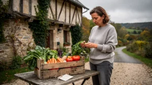 Panier producteurs livré en gîte rural à Monthérmé avec légumes légèrement flétris à l’arrivée