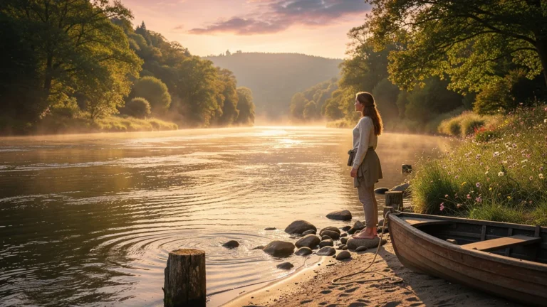 Week-end à Monthérmé au bord des méandres de la Meuse sous une lumière dorée intense