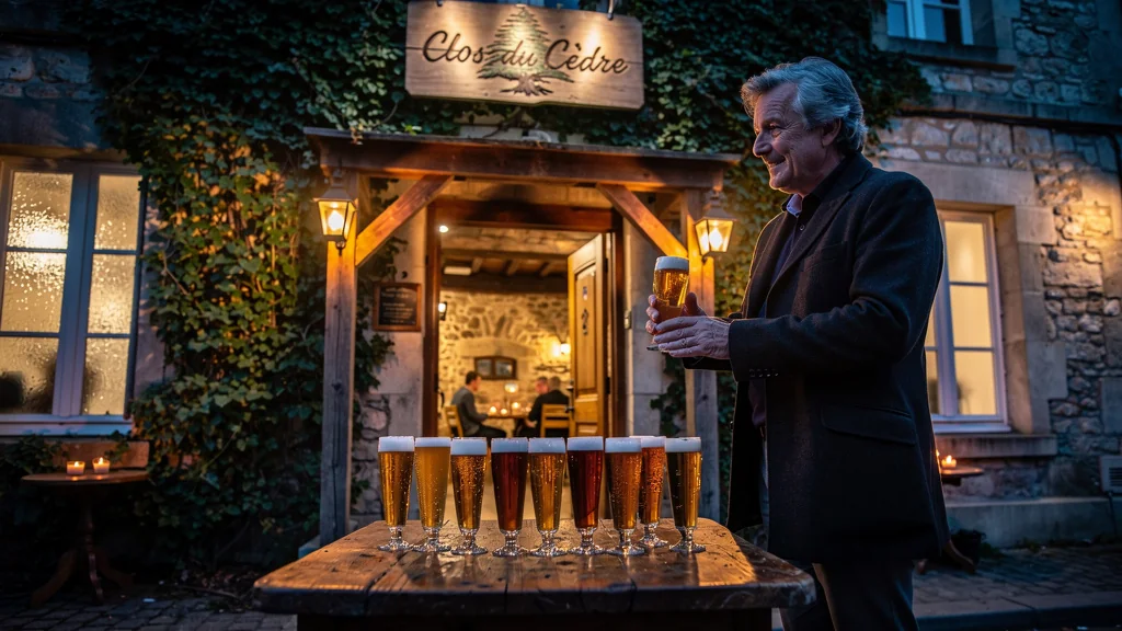 Entrée chaleureuse du Clos du Cèdre à Charleville-Mézières, révélant la magie de la bière artisanale
