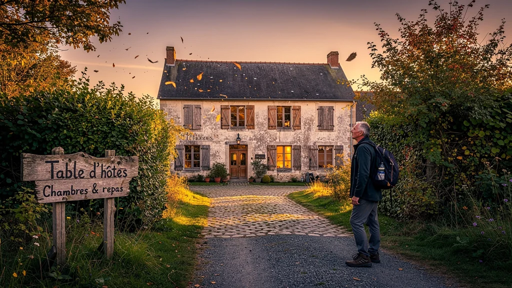 Regret près de Stenay en Ardennes devant une table d'hôtes rustique au coucher du soleil
