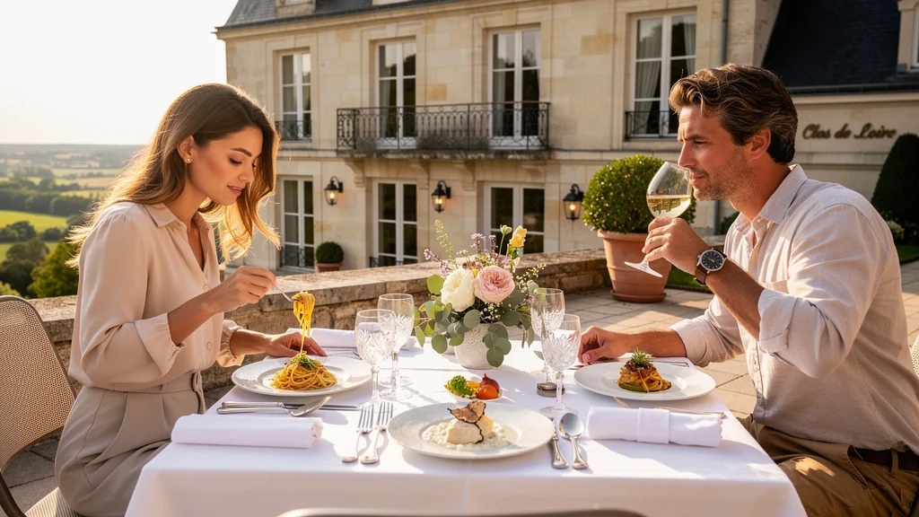 Test gastronomique 48h au Clos de la Loire hôtel-restaurant à Saumur, vue terrasse et repas gastronomique
