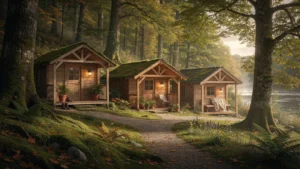 Trois maisons forestières de l'auberge de la Rivière à Montsoreau dans un cadre naturel paisible