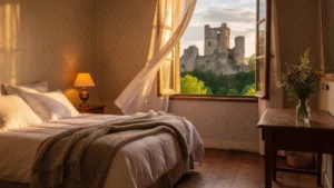 Chambre d'hôtes calme à Hierges avec vue sur les ruines médiévales pour un week-end paisible