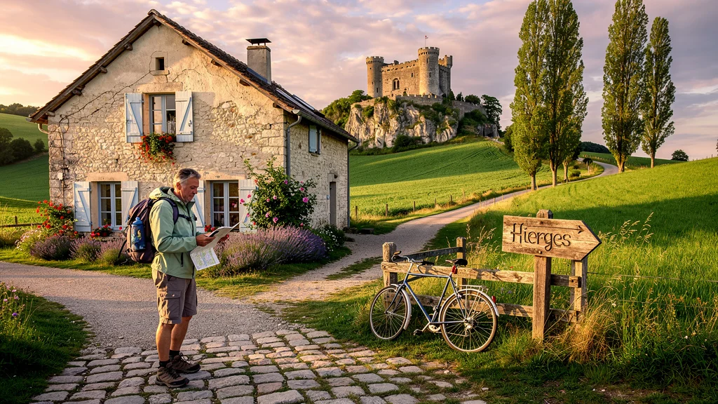 Frustration devant un gîte rural et le château de Hierges fermé, erreur de réservation à Hierges
