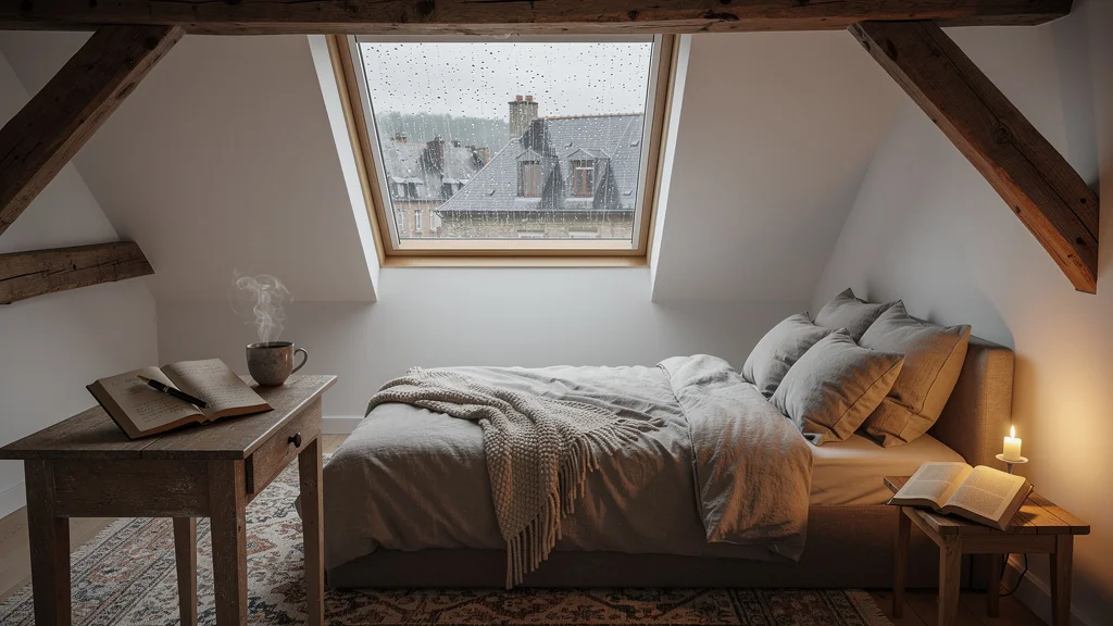 Chambre sous les toits à Givet transformant un week-end pluvieux en moment cocooning et inspirant